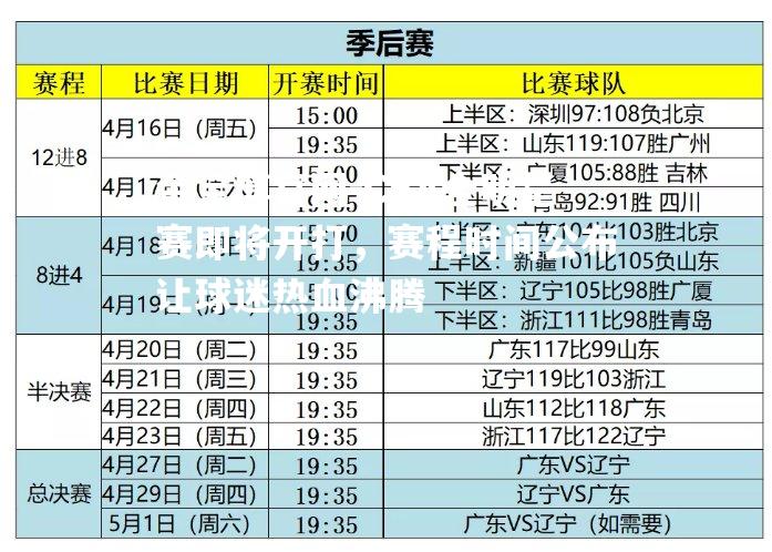 CBA全明星赛即将开打，赛程时间公布让球迷热血沸腾